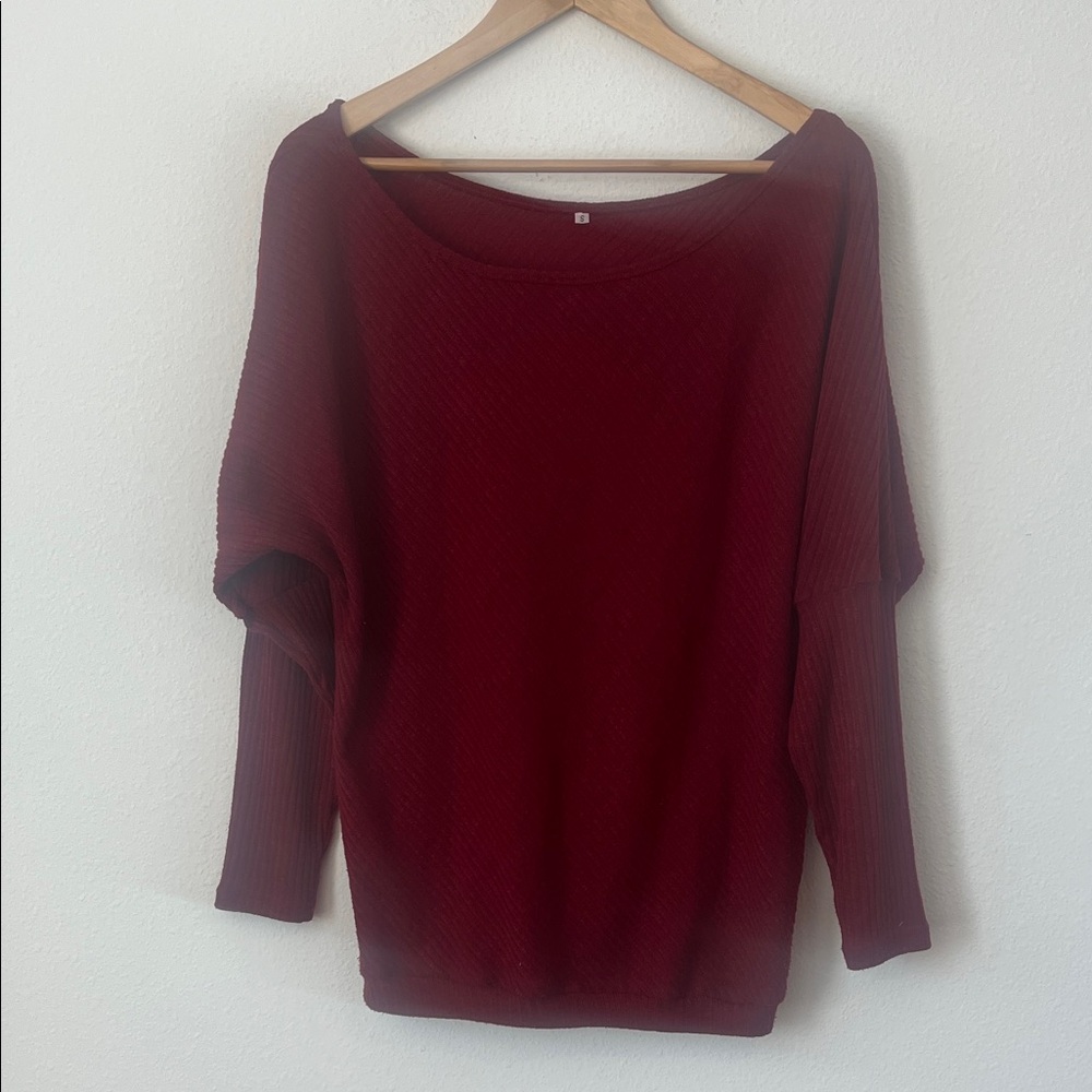 Boutique Burgundy Dolman Long Sleeve Top